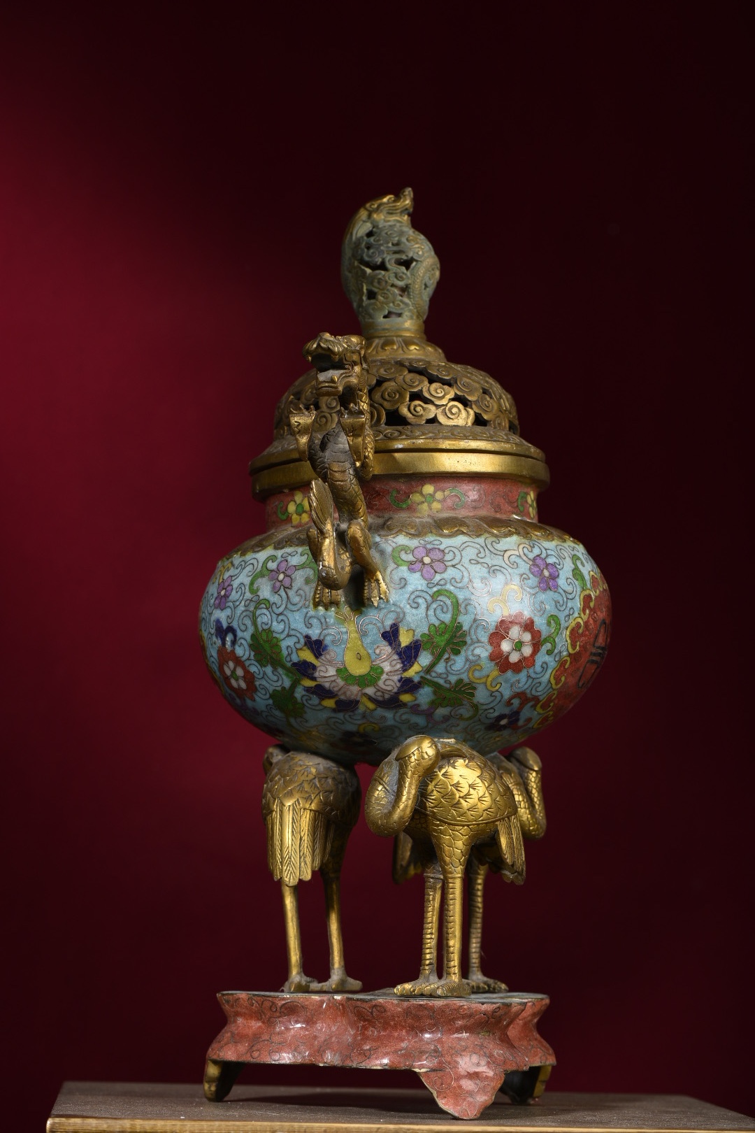 热点引擎计划#铜胎掐丝珐琅龙纽龙耳熏炉 高40cm    耳距25cm