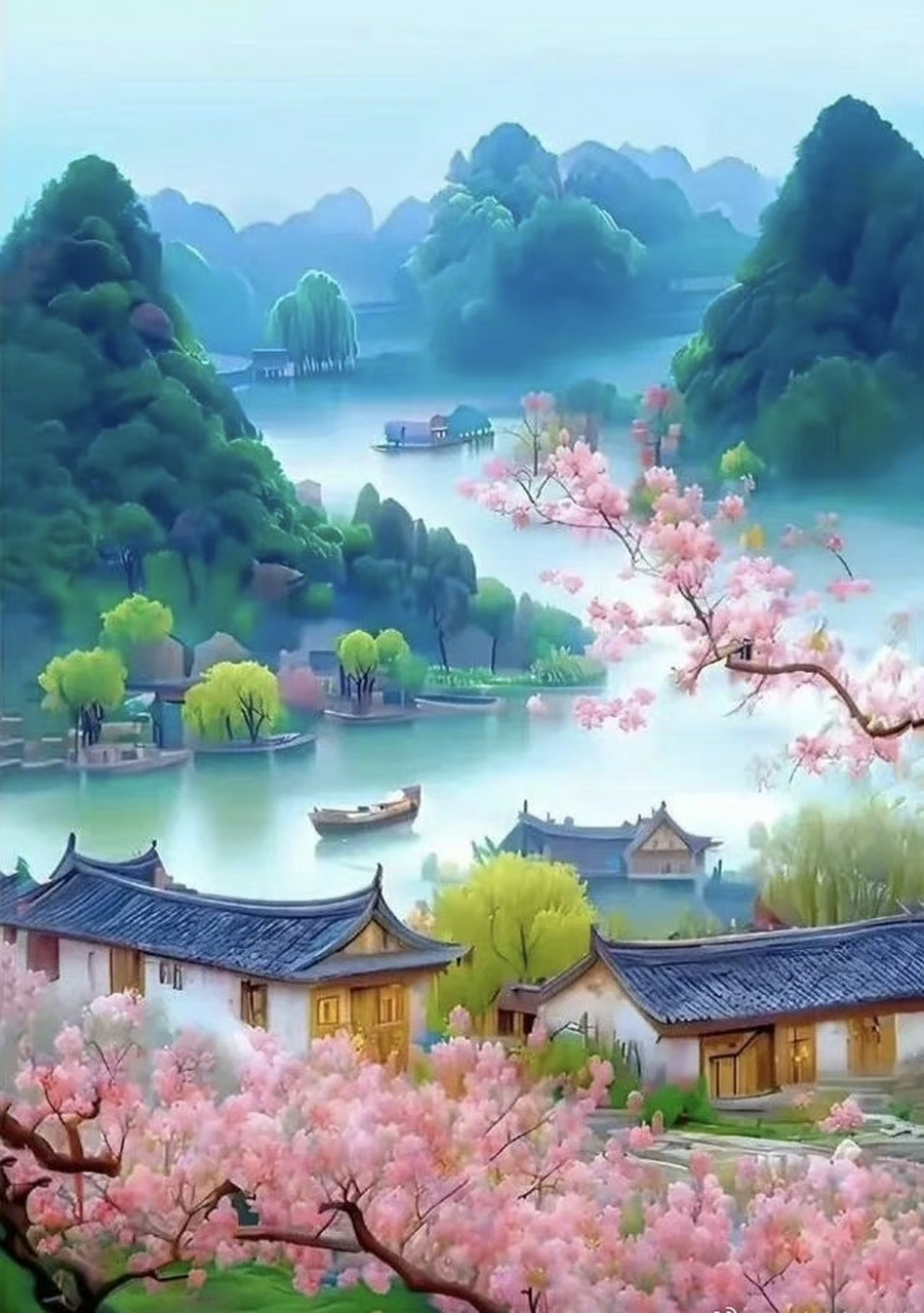 诗词美文与ai创作: 《点绛唇·桃源》 醉漾轻舟,信流引到花深处.