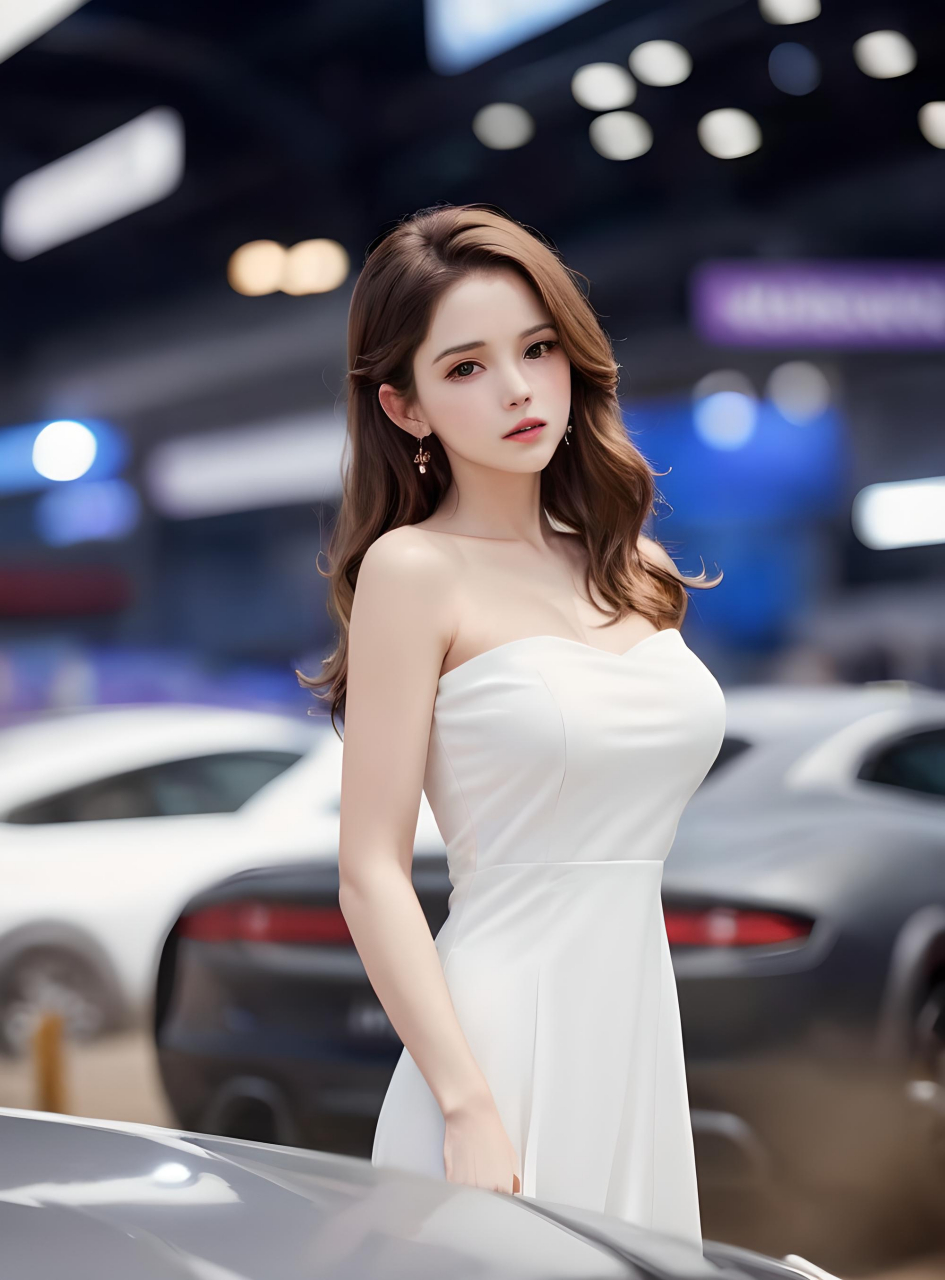 ai创意与绘画:《香车美女》车展上的车模,永远都比车有吸引力!