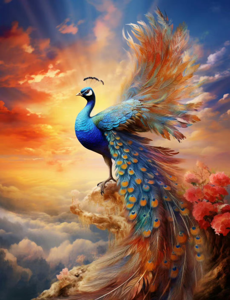 中国的神鸟凤凰一点不比国外的神兽差,而且在ai的加持下,更具有威严!