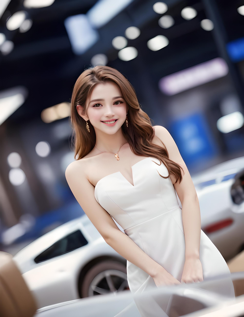 ai创意与绘画:《香车美女》车展上的车模,永远都比车有吸引力!