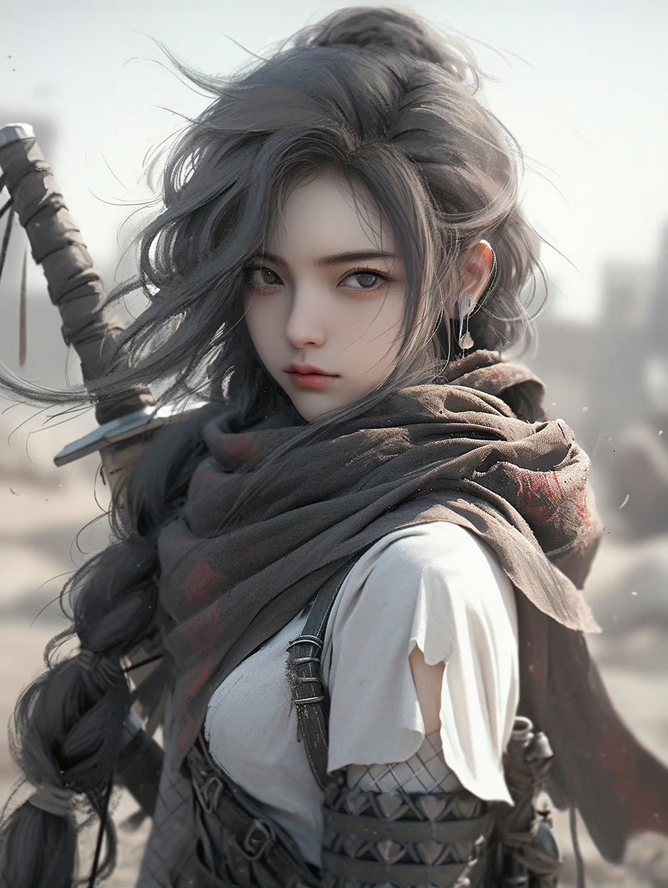 人工智能ai,在给出一系列的描述后,创造的《战争少女》.