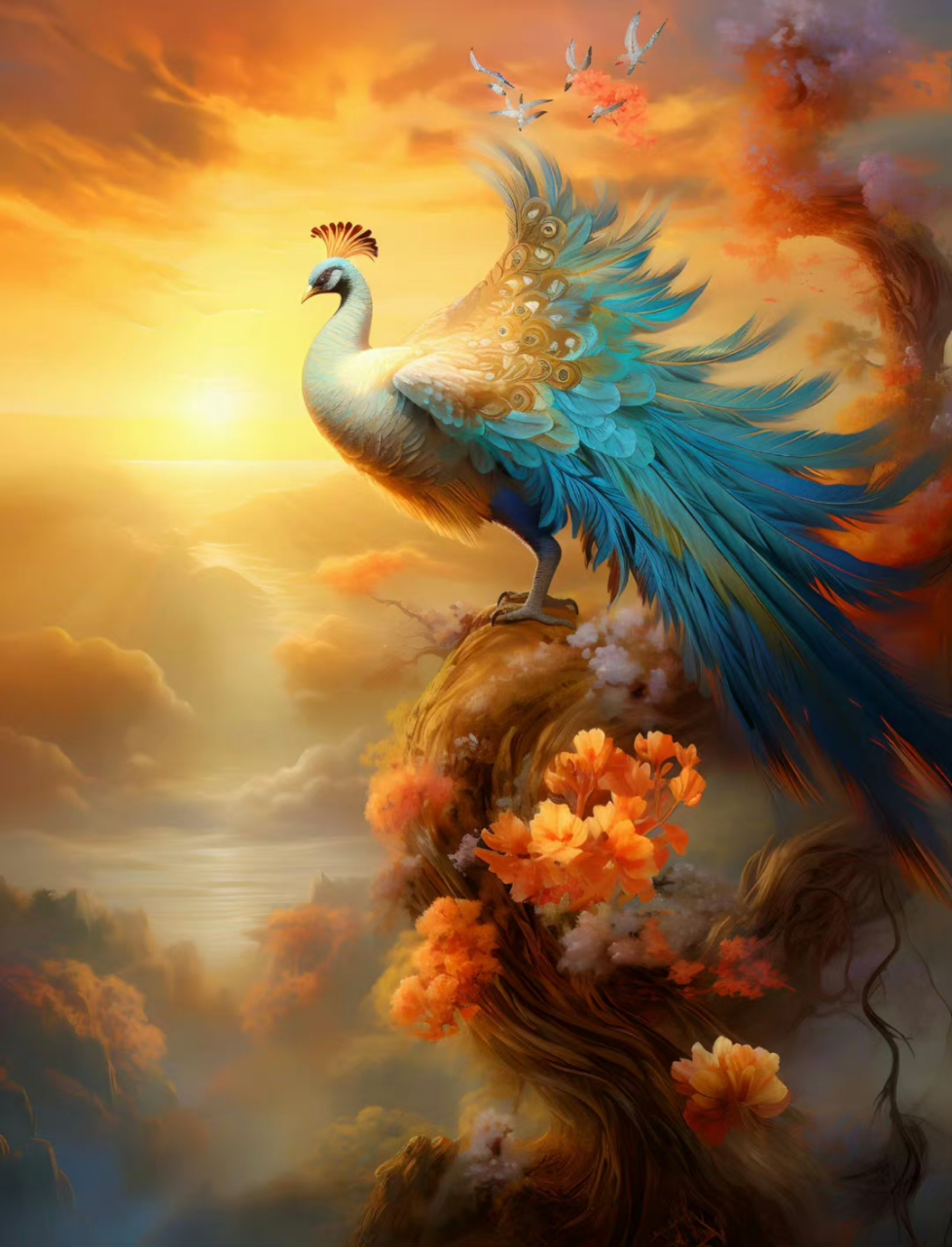 中国的神鸟凤凰一点不比国外的神兽差,而且在ai的加持下,更具有威严!