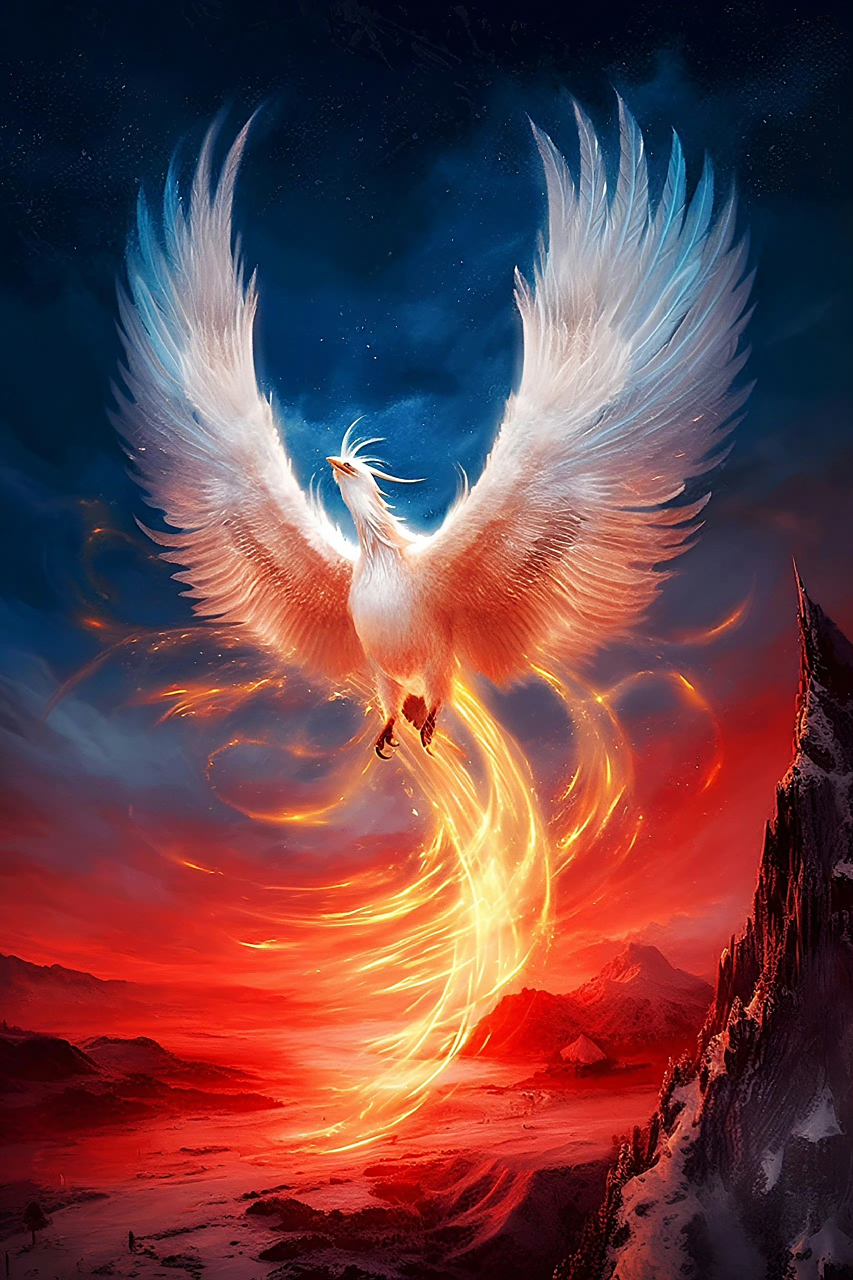 ai创意:中国传统的文化,ai火凤凰,这比国外的神兽强多了,可以做手机
