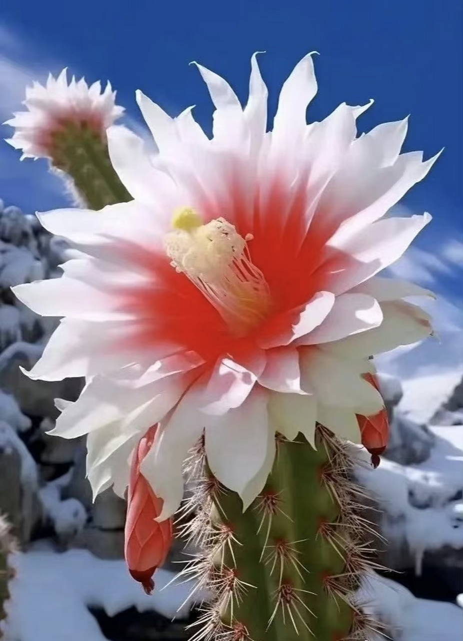 ai创意与绘画:雪中仙人掌,虽然仙人掌不可能在冬季大雪中盛开,但ai的