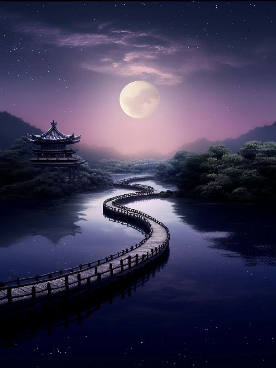 ai创意和创作:《明月几时有》漂亮的手机壁纸,大家赶紧下载吧!