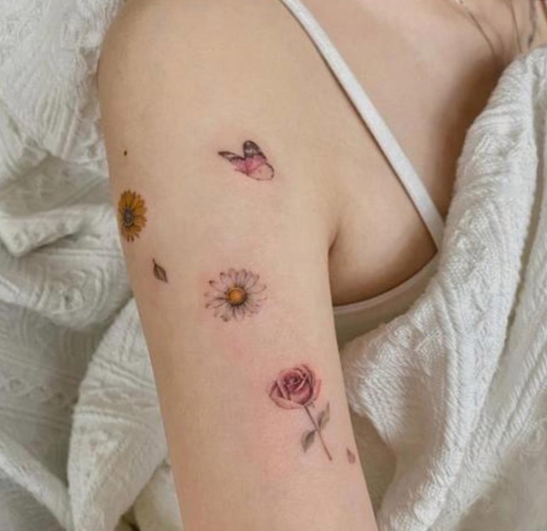 家人们你们说我的这纹身是我婚姻失败的导火 纹身图案小雏菊女小臂