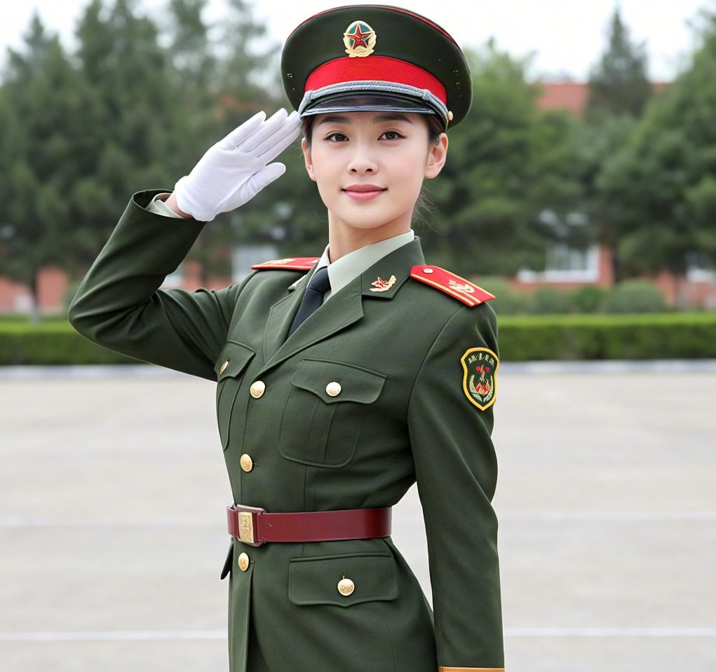 女兵敬礼,致敬英雄魂
