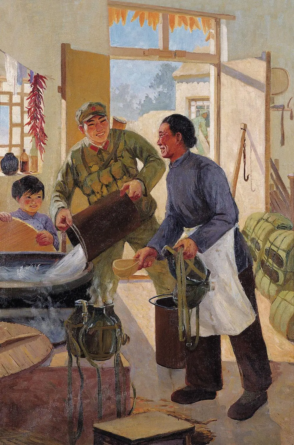 标题:《峥嵘岁月:怀旧军画中的军民深情与铁血军魂》