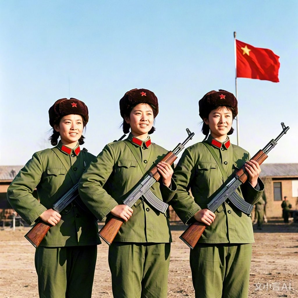 女军人站岗,身姿挺拔如松,眼神坚定似炬