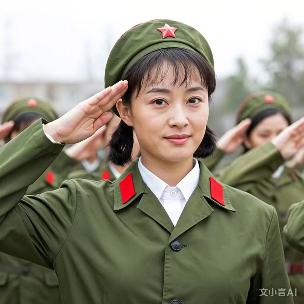 女军人敬礼,致敬全国战友——共铸辉煌