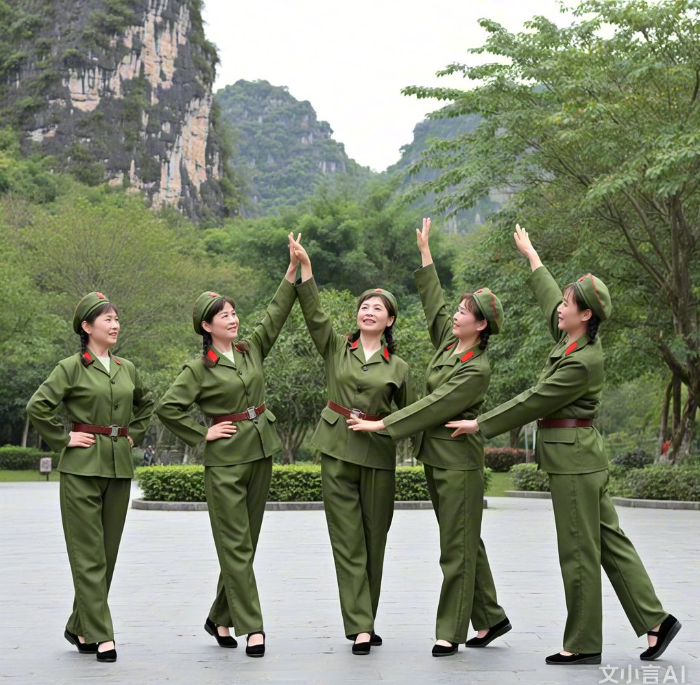 连绵大山间,女兵们如灵动的飞鸟般飞舞.阳光洒下,映照她们矫健的身姿