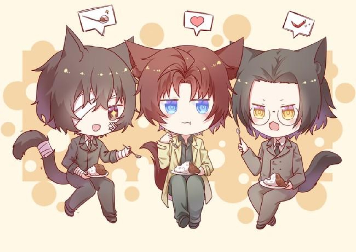 呜哇,猫派哒无赖派三人呜呜呜!#文豪野犬# #最喜欢的二次元人物