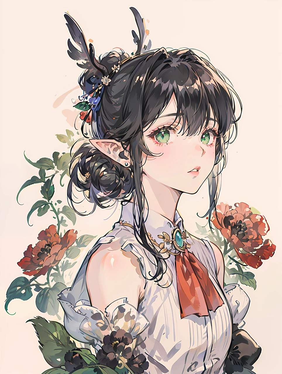 水墨风精灵少女#二次元美图