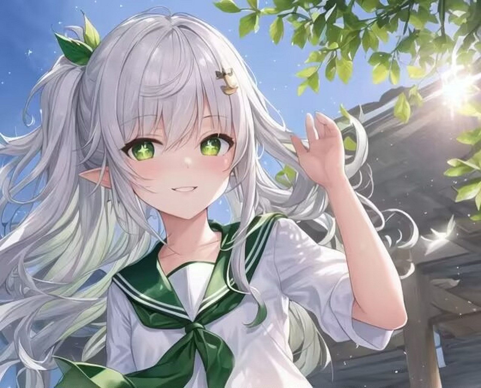 "朋友们,有没有感受到图中这位动漫女孩的清新与活力?