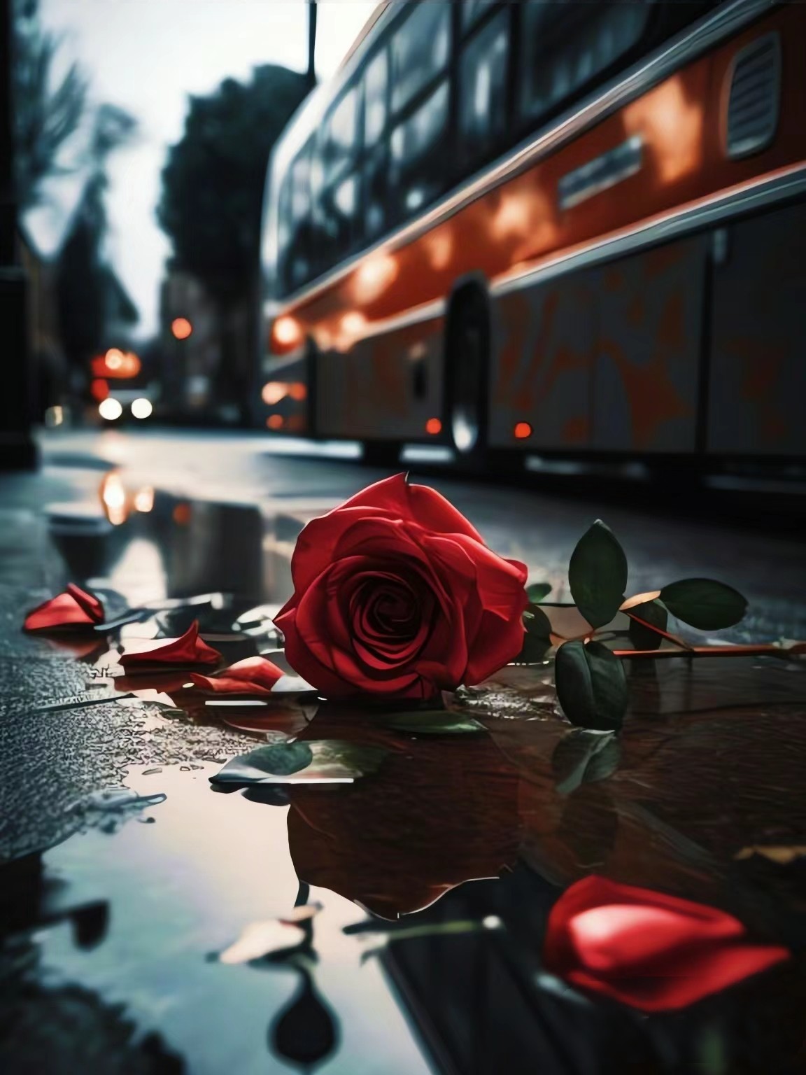 🌹  看这一地的红玫瑰,花瓣散落,犹如一场玫瑰雨后的景象