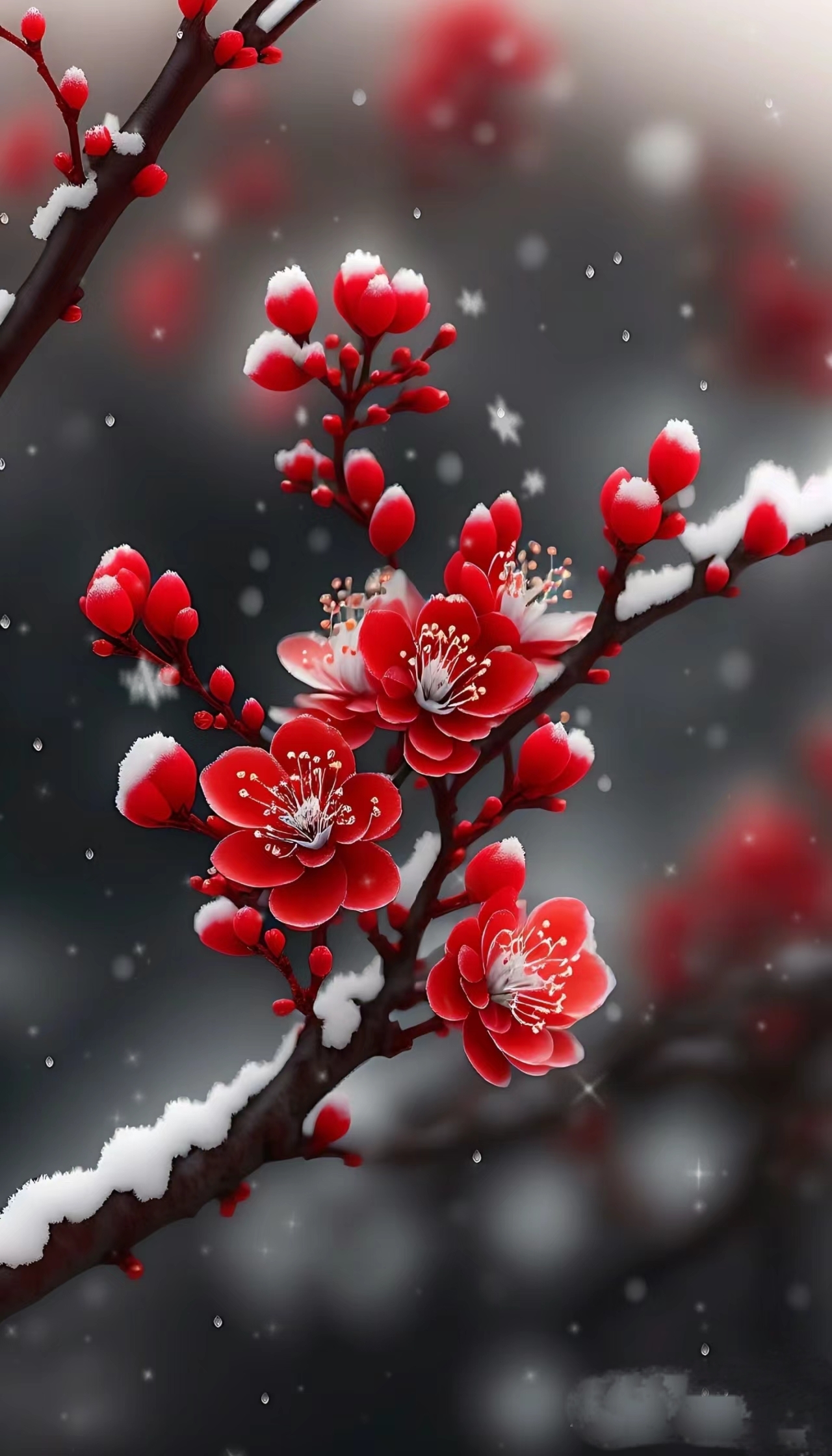 梅花,在寒风中绽放,傲雪凌霜.