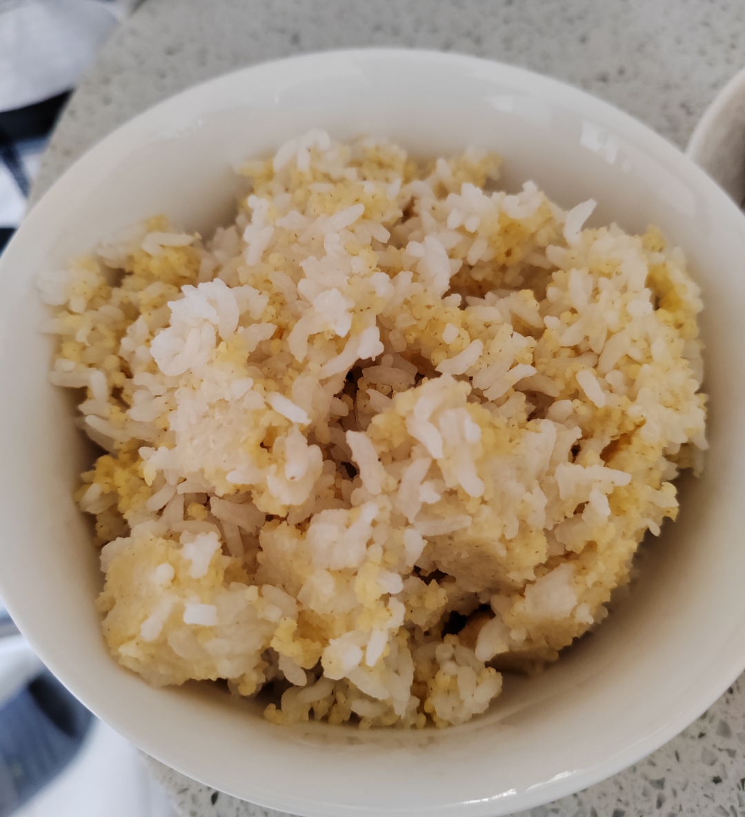 今日晚饭, 大米掺小米之二米饭,东北大凉菜,土豆炖豆角,鸡西冷面菜之