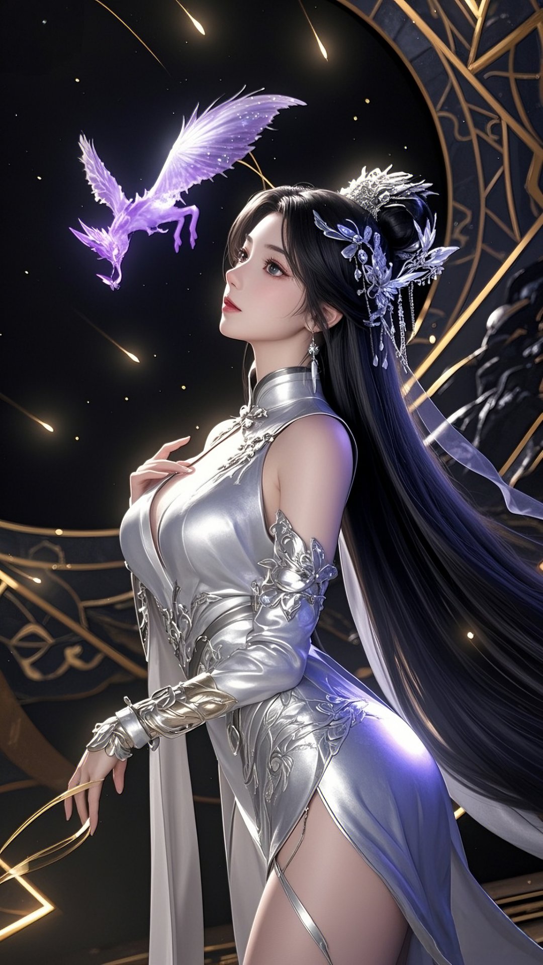 银发如瀑垂落,眸中似有星河流转,一颦一笑皆动