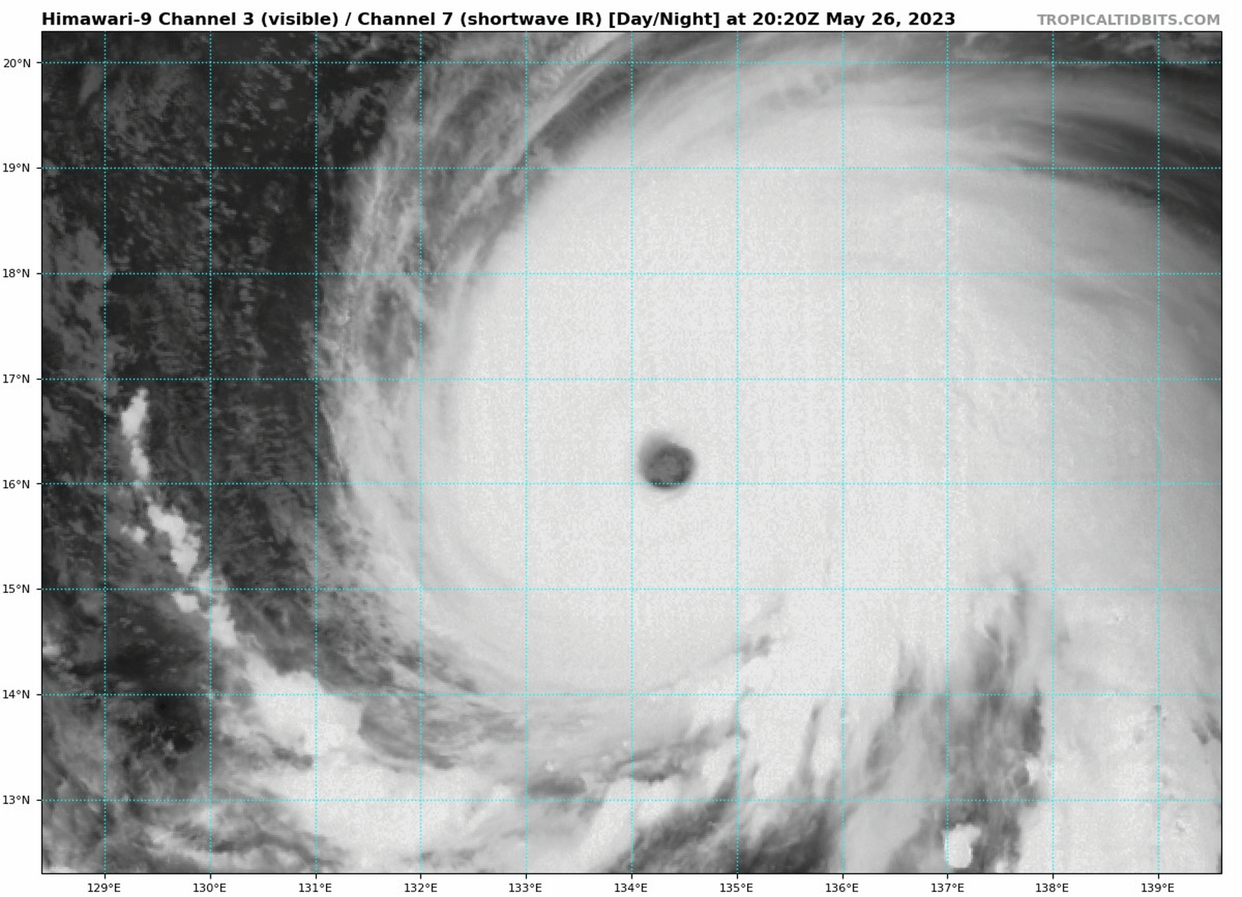 【超强台风玛娃】从图1可见,日出前红外云图上眼区看似很清晰,但日出