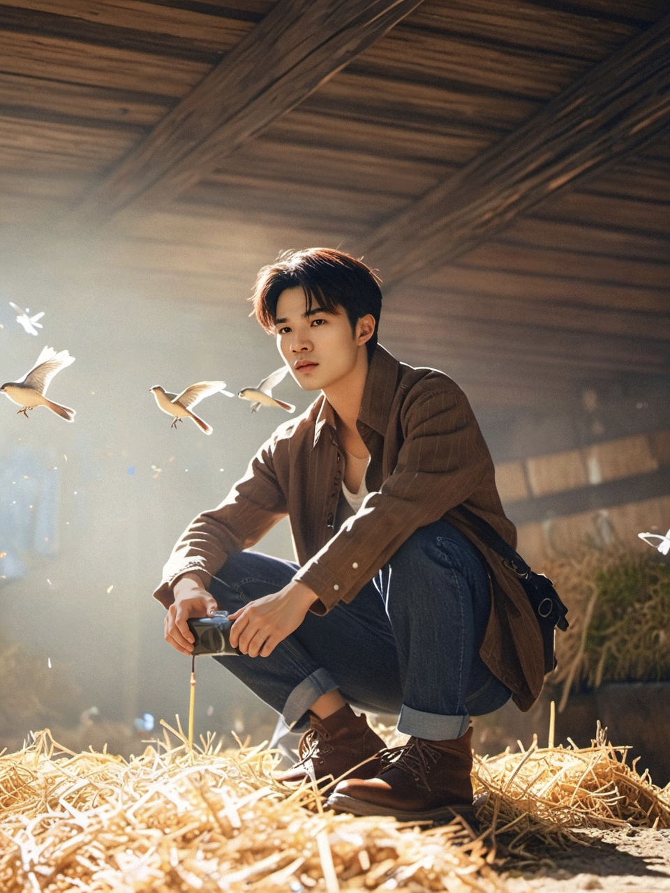 在明媚的阳光下,光影斑驳地洒在古朴的天窗上,为这