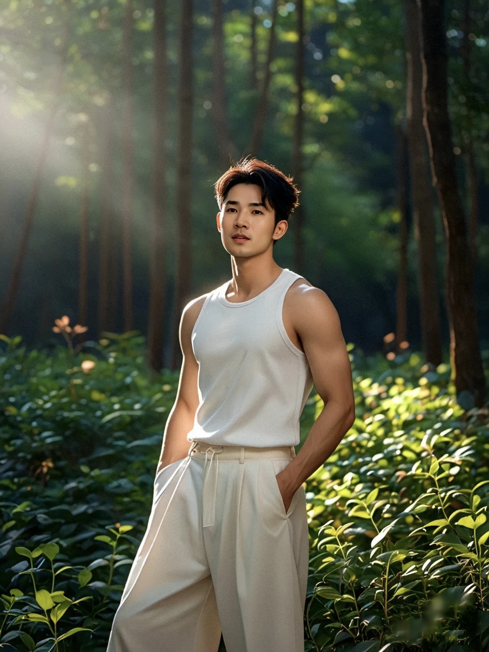 在晨曦微露的森林深处,光缕轻舞于叶隙之间,编织着梦幻般的金色篇章