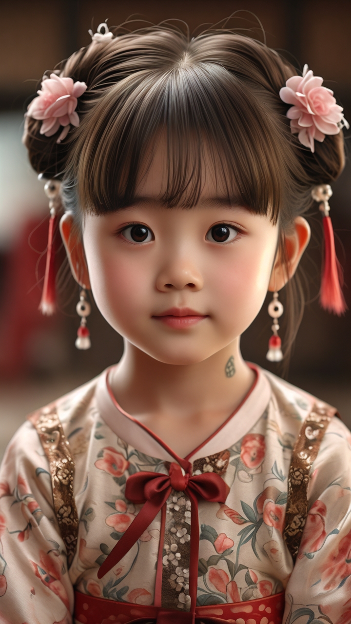 97小女孩的传统服装造型真是让人眼前一亮!