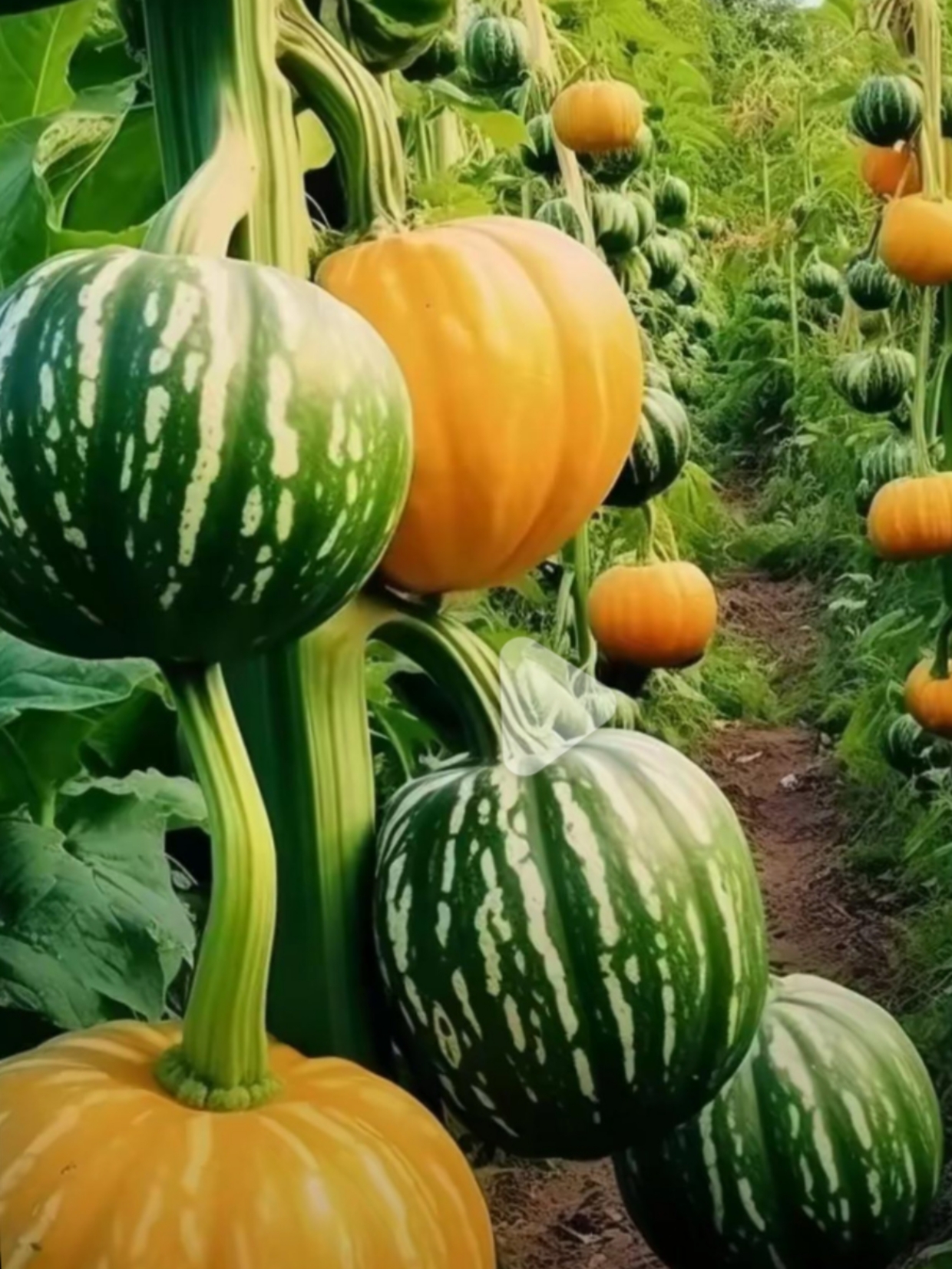 回庄园看到咋家的南瓜丰收了,记得以前的南瓜都是种在地上,现在新品种