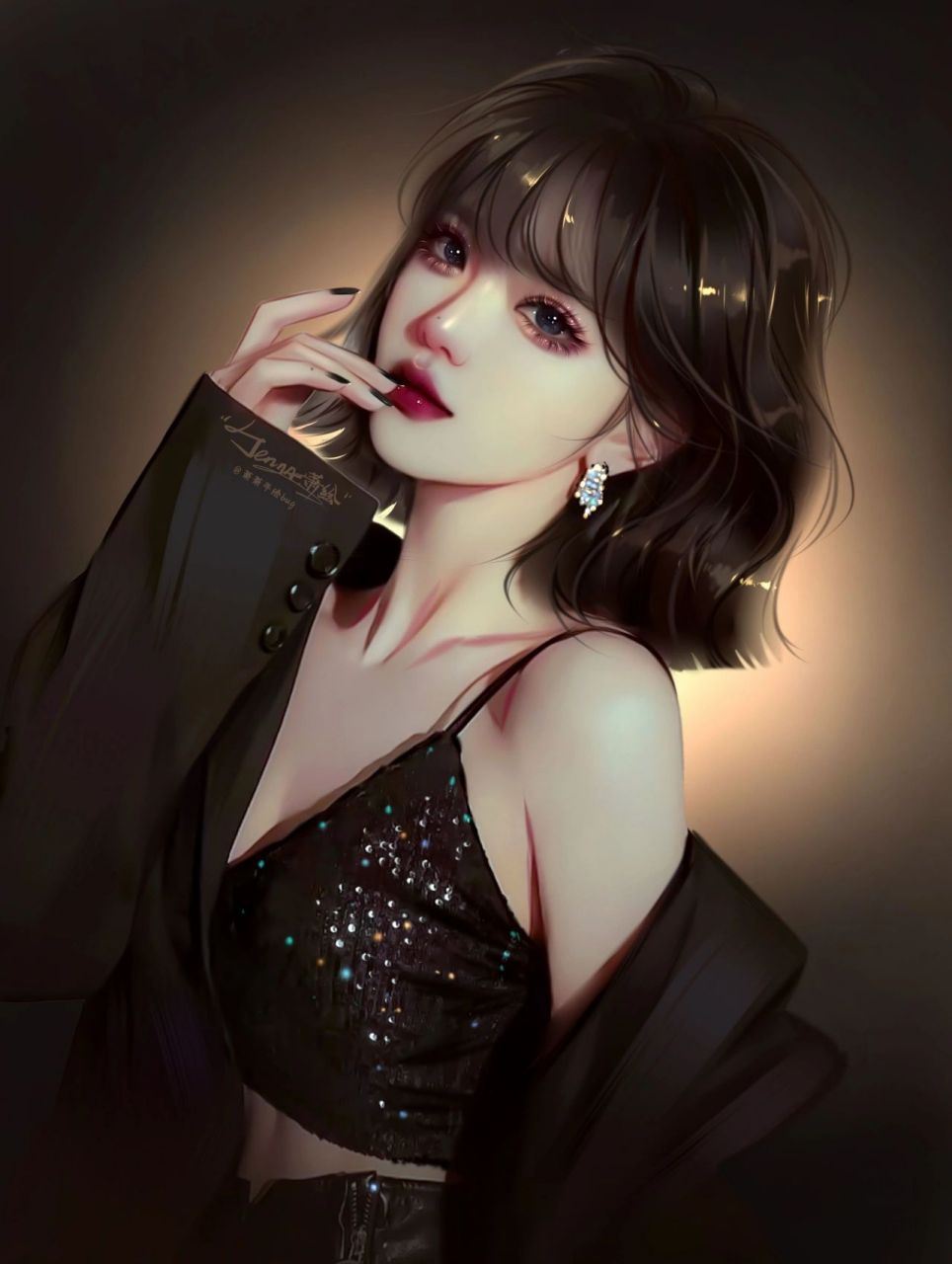 冷艳风女生头像 画师:萧萧手绘bug