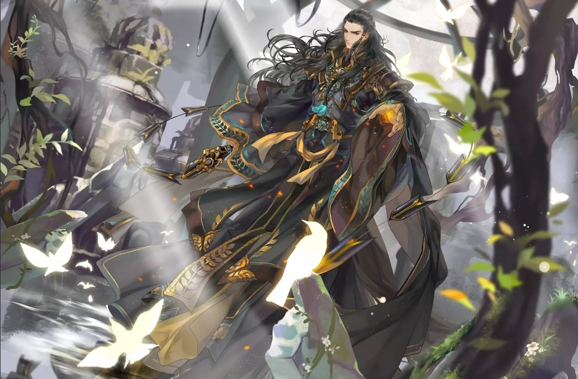 此时相望不相闻,愿逐月华流照君.  画师:壶中望潮