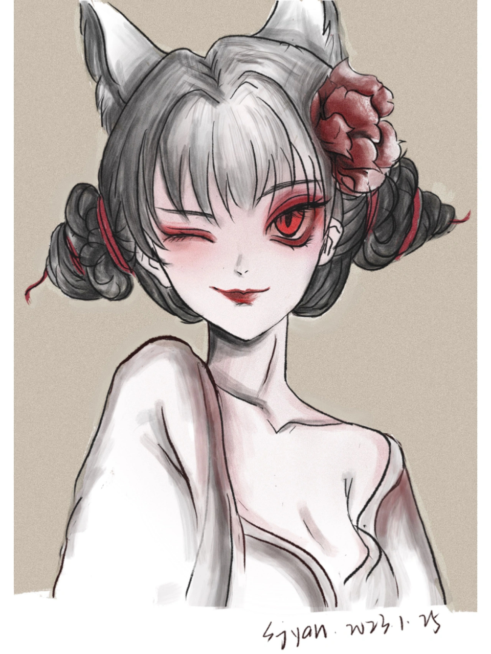 狐狸书生和他的妹妹宝青坊主  画师:小九不喝酒