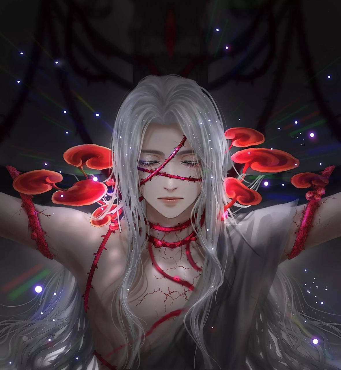 在发现我不会死后,他们用荆棘把我绑在十字架上.