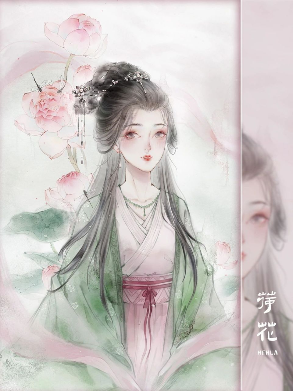 古风插画美人‖花拟人系列  插画师阿贡