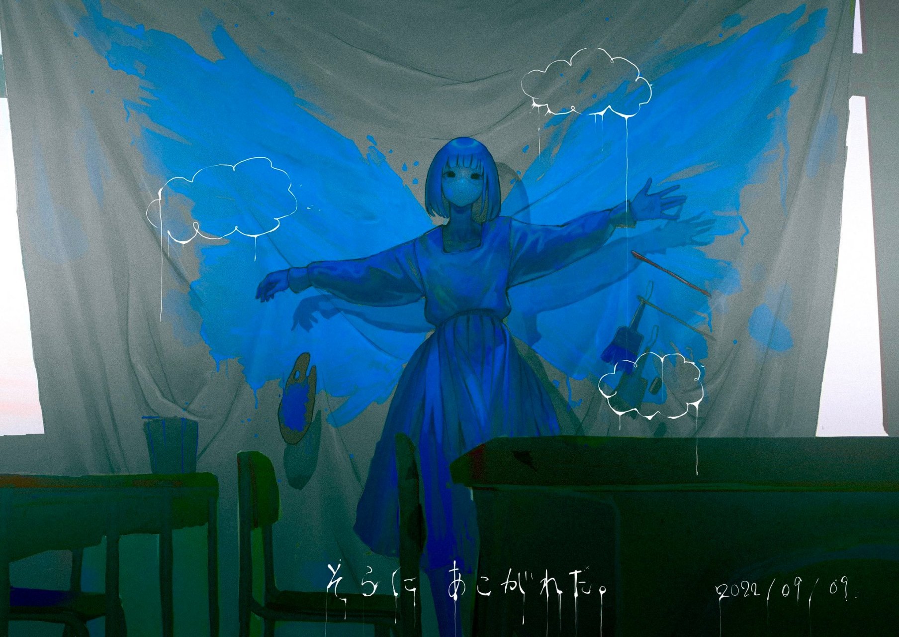 喜欢!抑郁风又带点故事感!  图源:natari_illust 676767