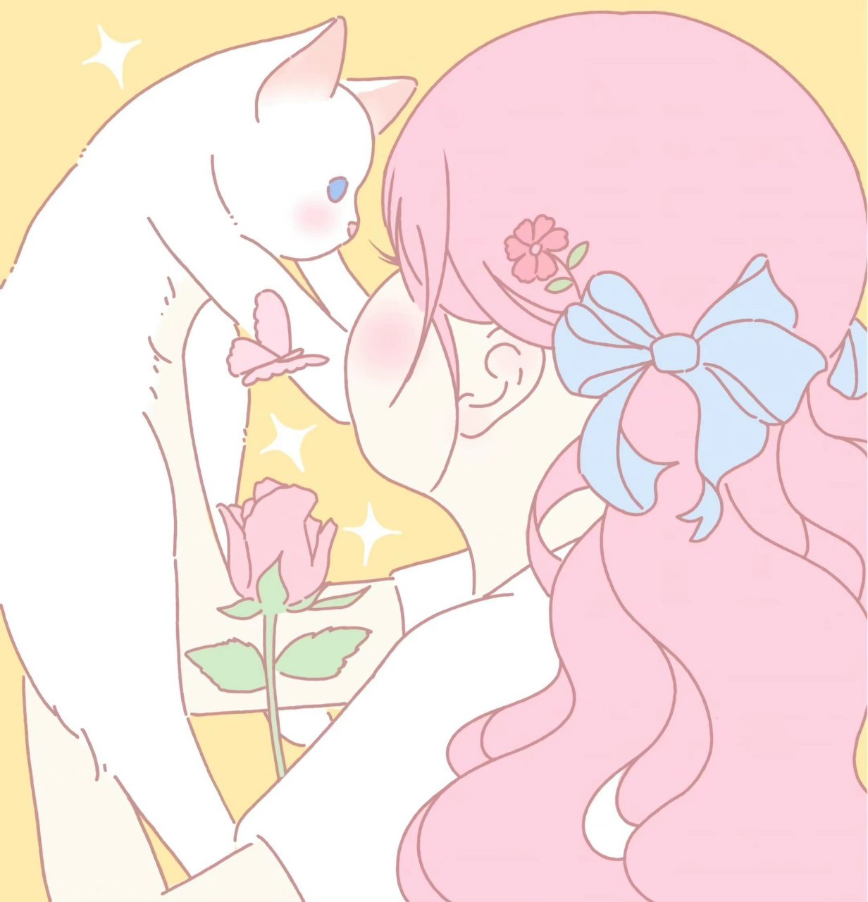 粉发少女闺蜜头像               画师:南方ngql