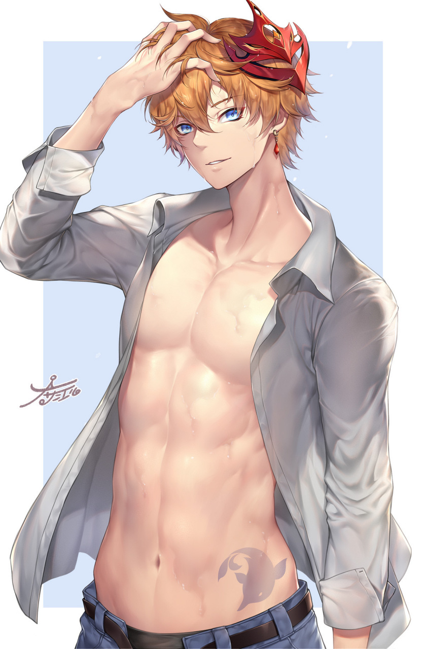 提瓦特的腹肌男神们  画师p:4663078