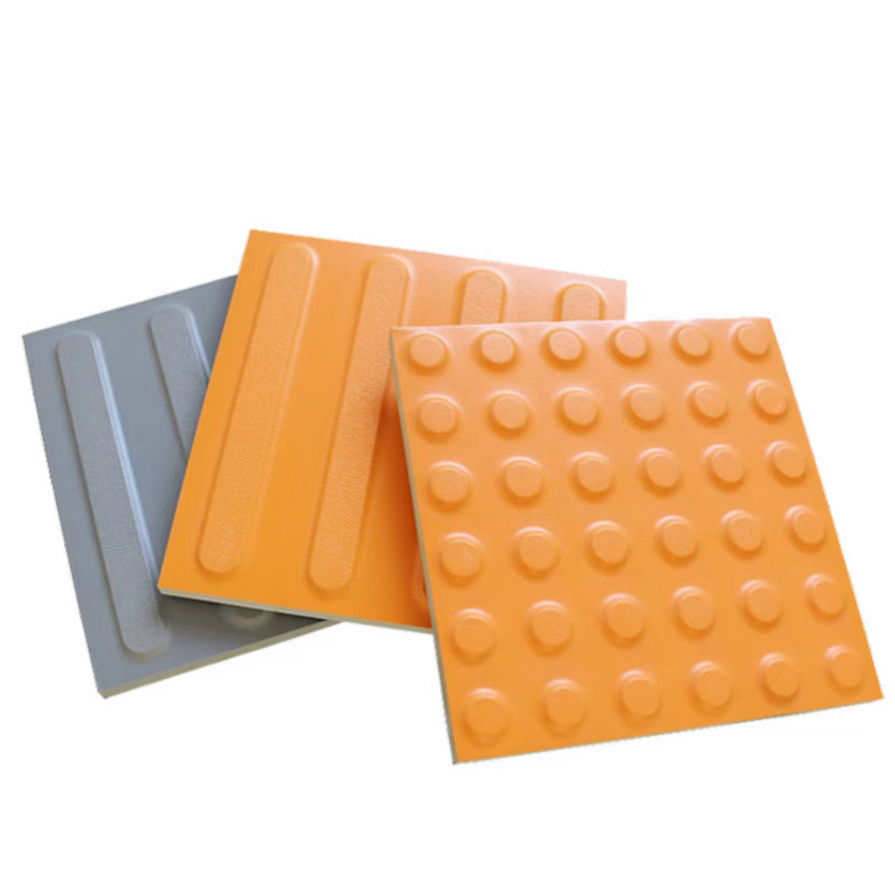 盲道砖使用高品质的天然橡胶,合成橡胶为基材,配以不含任何重金属的