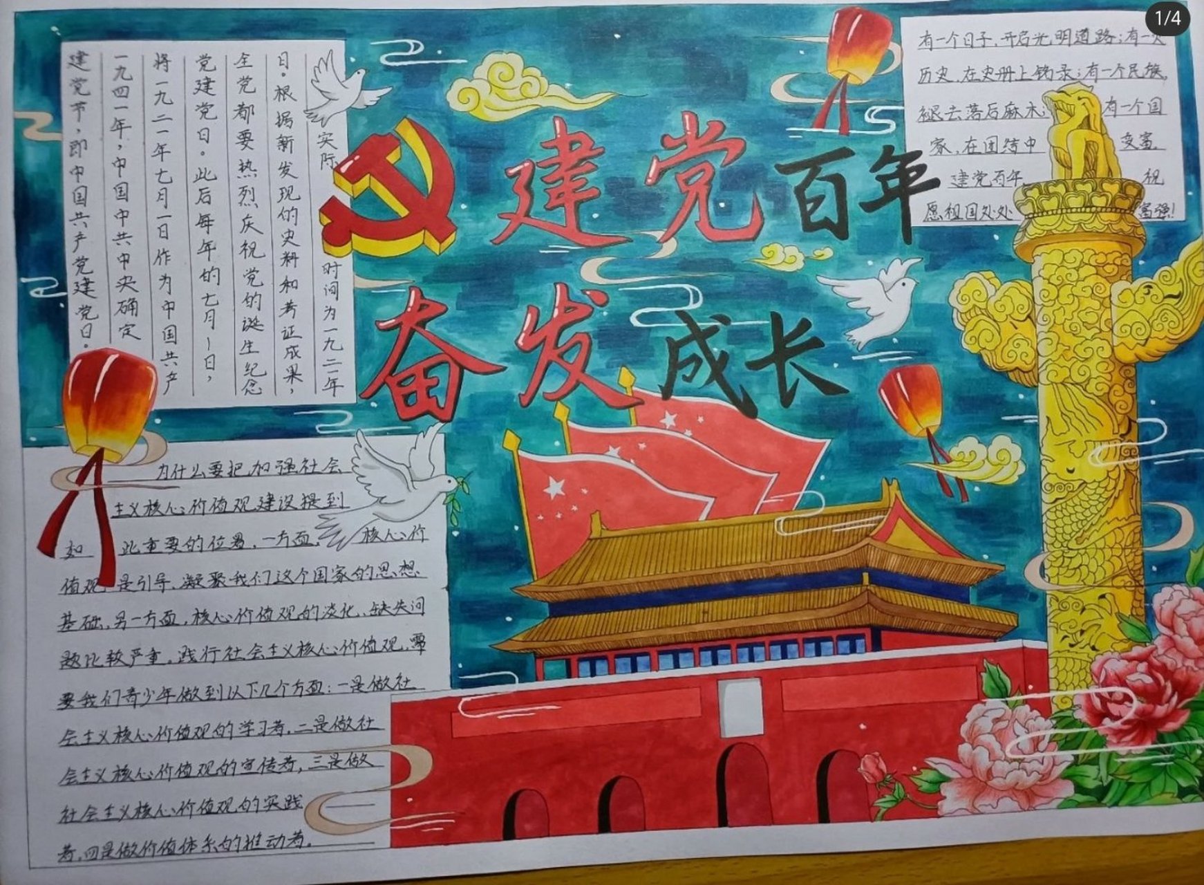 这是关于建党一百周年的手抄报,不用谢.