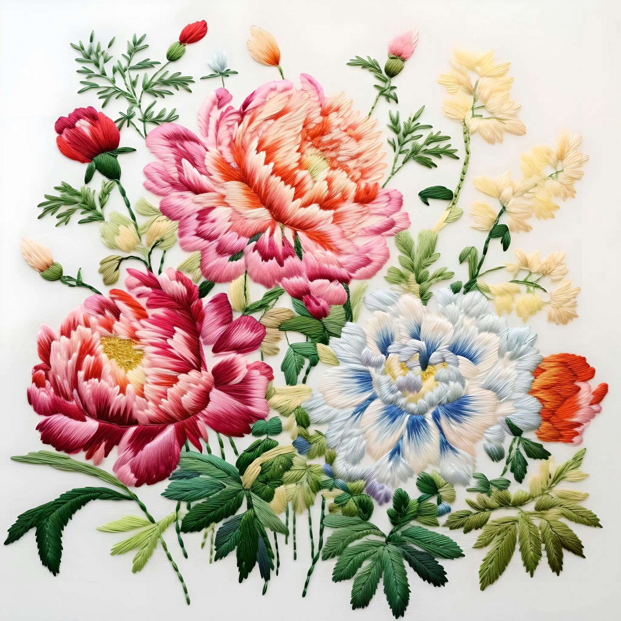 每一幅牡丹花刺绣作品都是绣者用心血和汗水一点一滴创作而成,它不