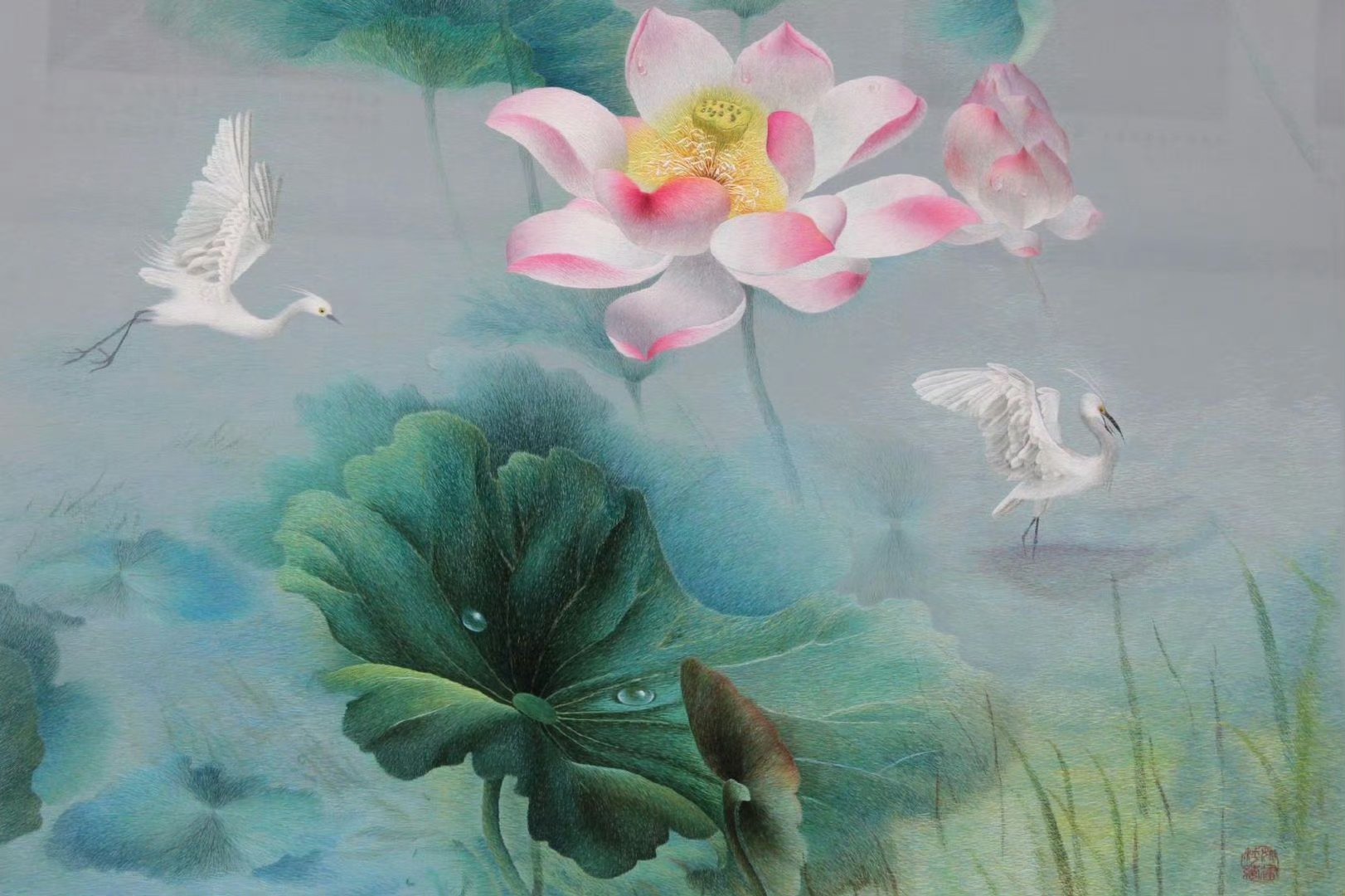 苏绣下的荷花是一幅令人陶醉的画卷,美得让人心醉神迷.