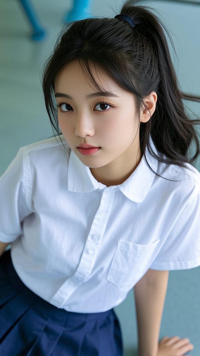 春风拂面,樱花树下,穿着校服的少女,笑容清新如春日暖阳