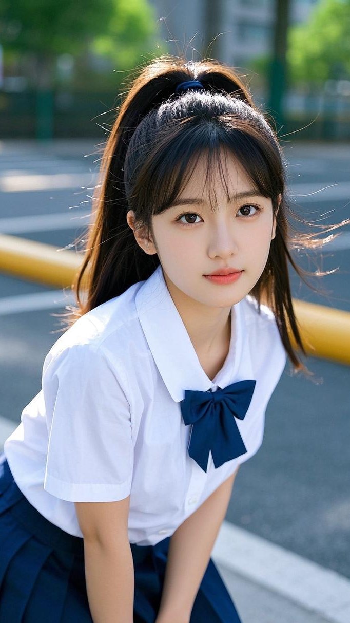 春风拂面,樱花树下,穿着校服的少女,笑容清新如春日暖阳