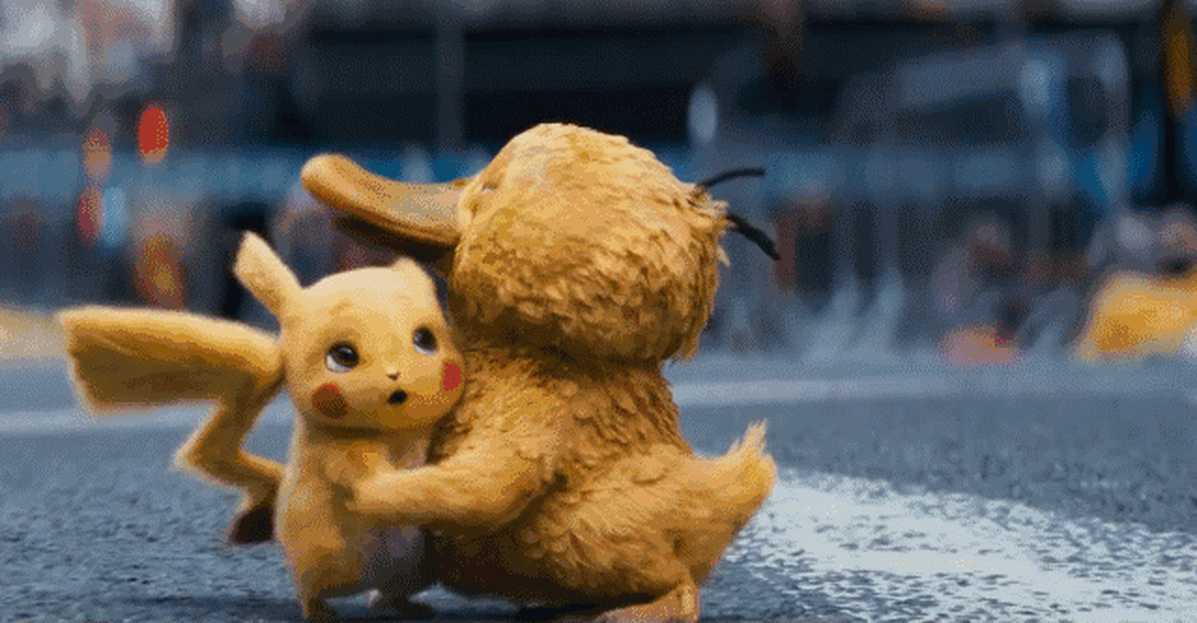 可达鸭抱起皮卡丘,太可爱啦! 676767#宝可梦