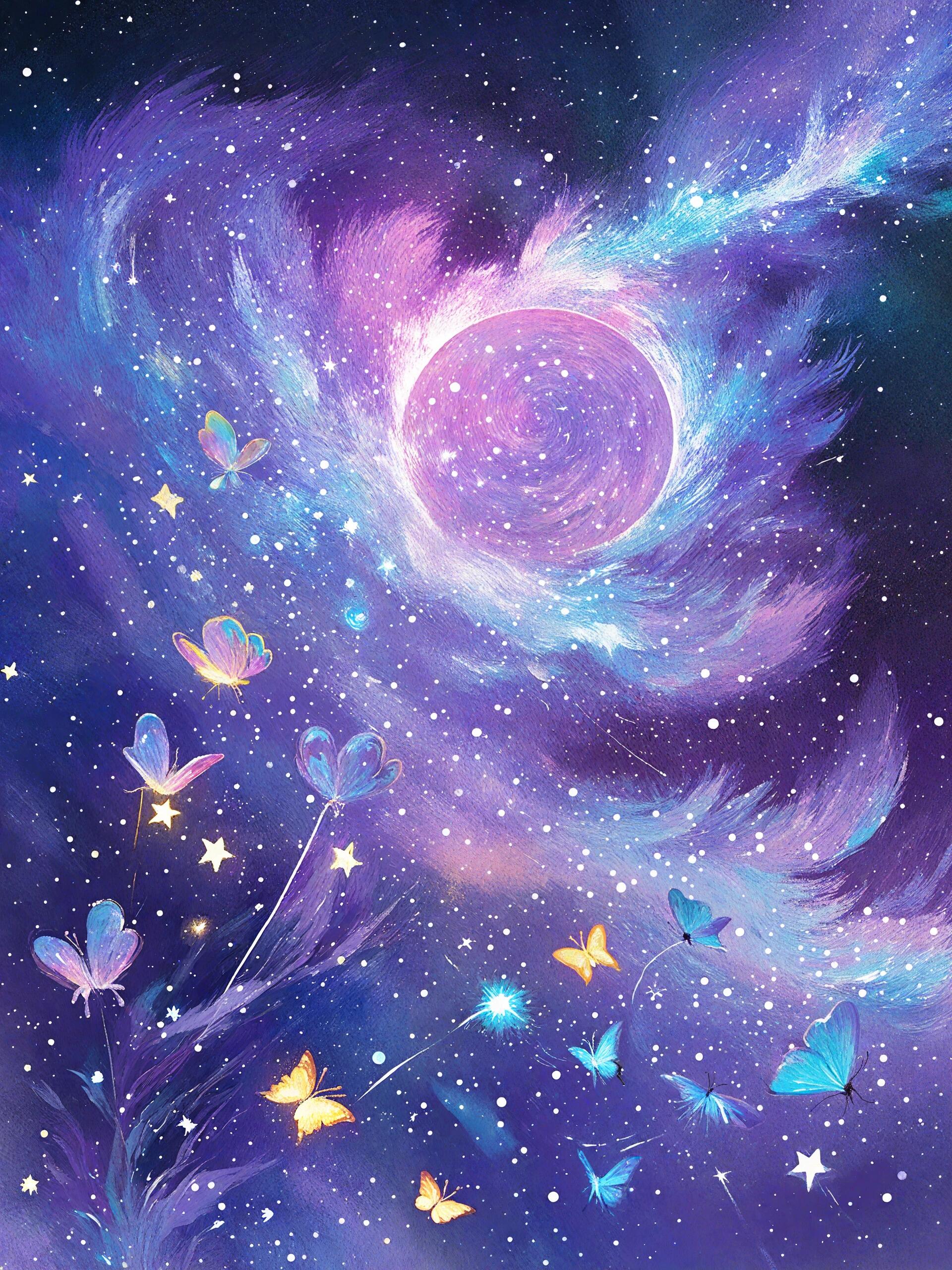 梦幻星空下起舞的蝴蝶仙子.#壁纸# #动态连更挑战