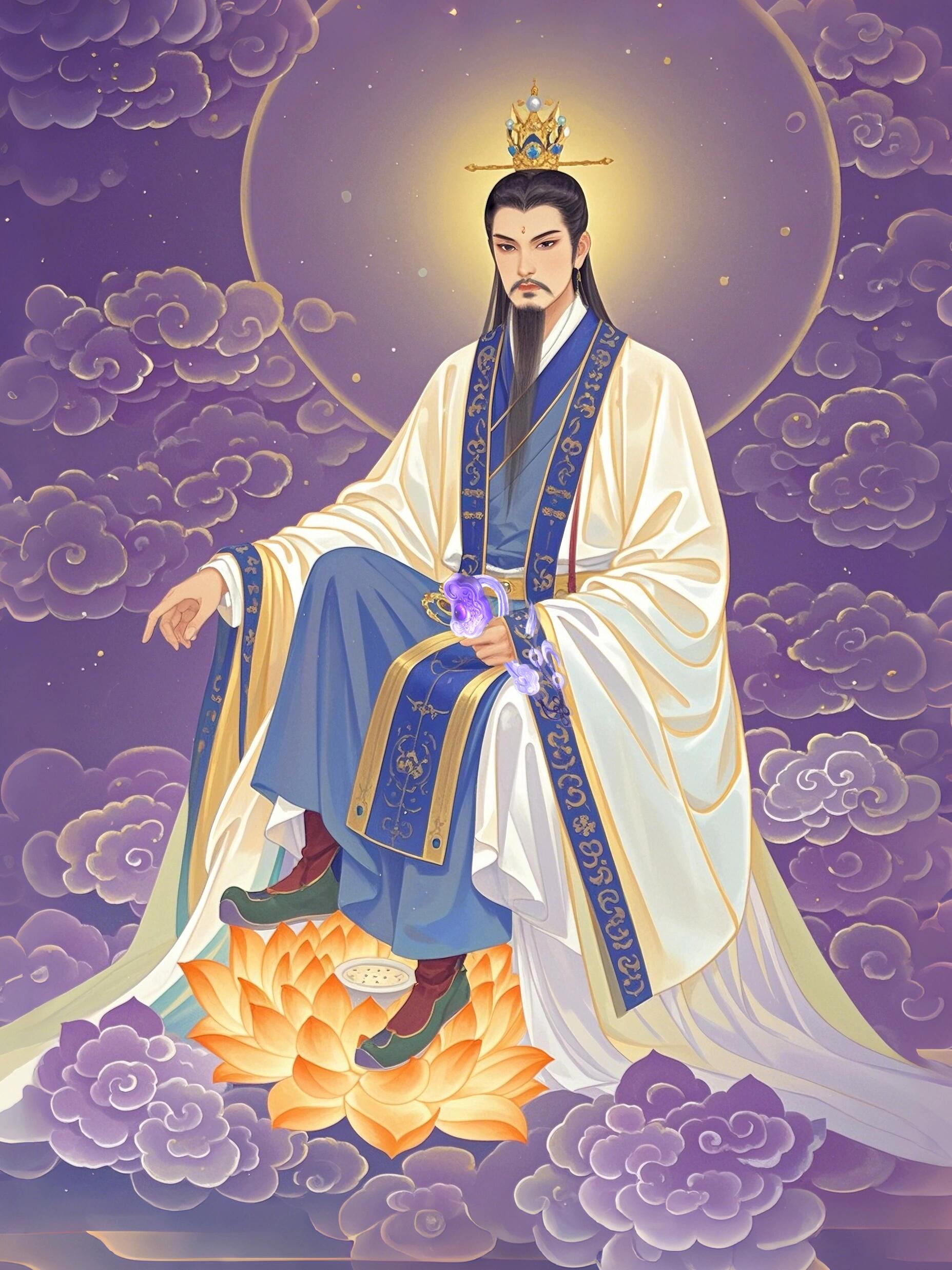 神仙画像三清道家元婴图片普度天尊插画元始天尊高清图片元始天尊道教