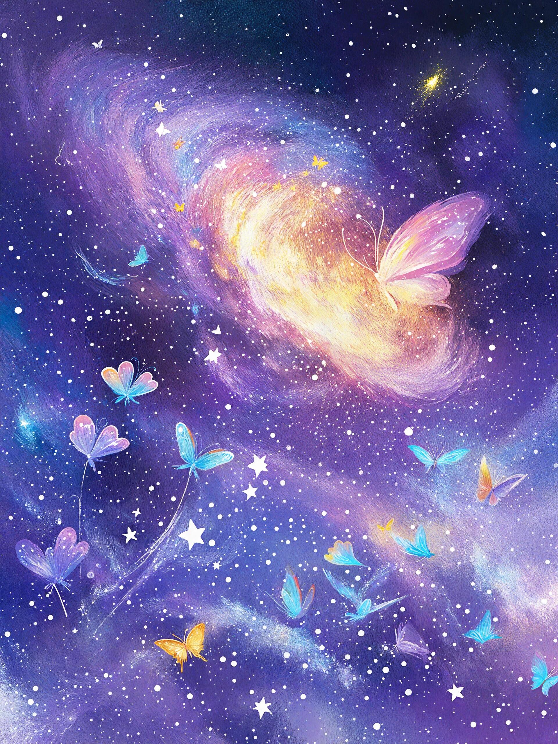 梦幻星空下起舞的蝴蝶仙子.#壁纸# #动态连更挑战