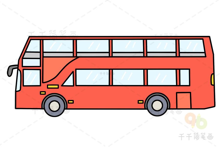 儿童双层巴士简笔画图片
