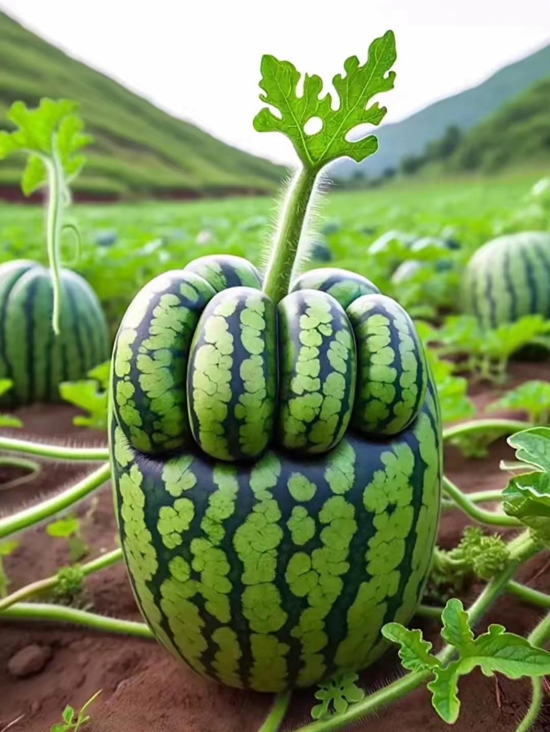 瞧,这些用西瓜做成的各种各样的手居然学会加油点赞了!