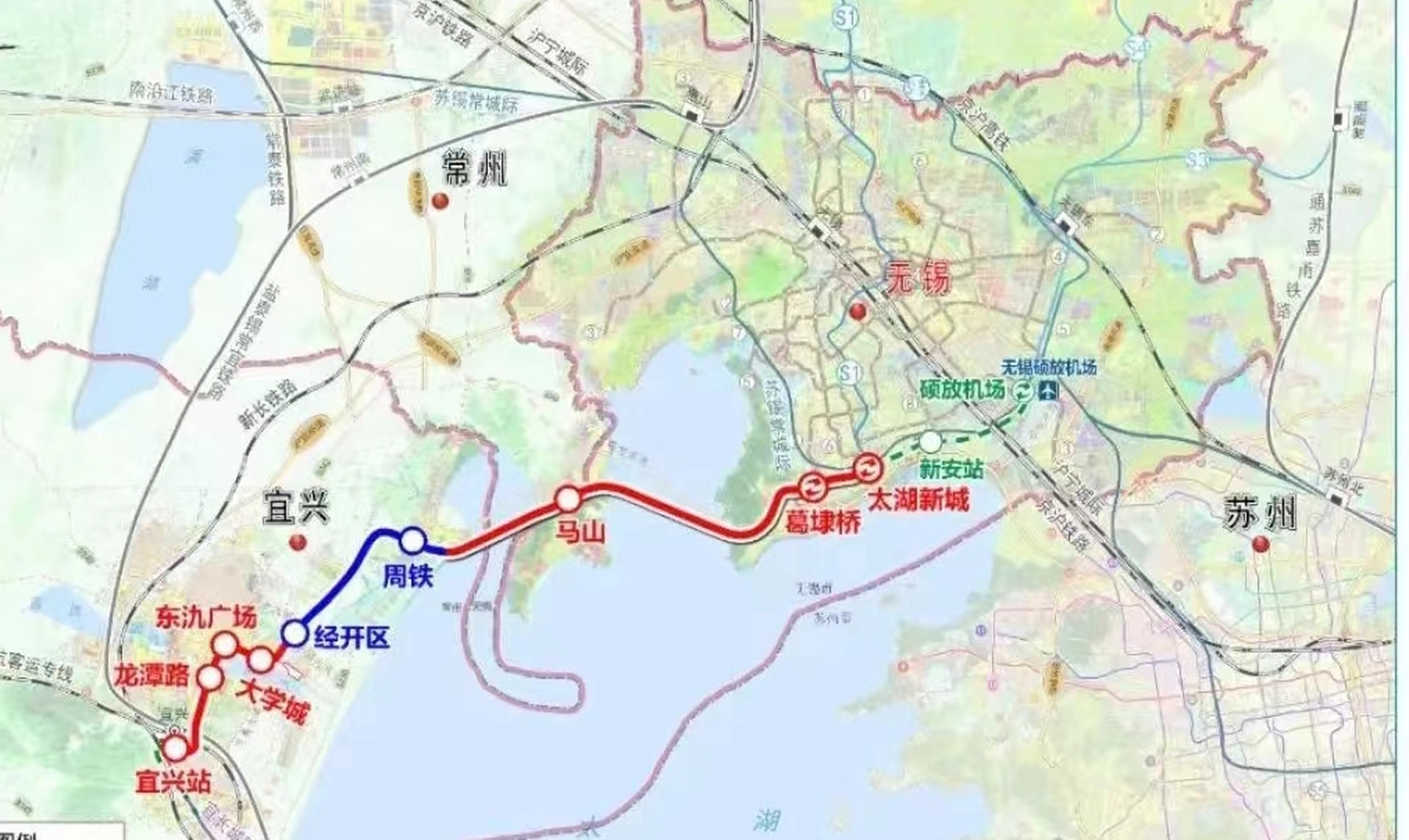 无锡宜兴 s2 线的 222  无锡宜兴 s2 线,2 次穿越太湖,在湖底和湖岸