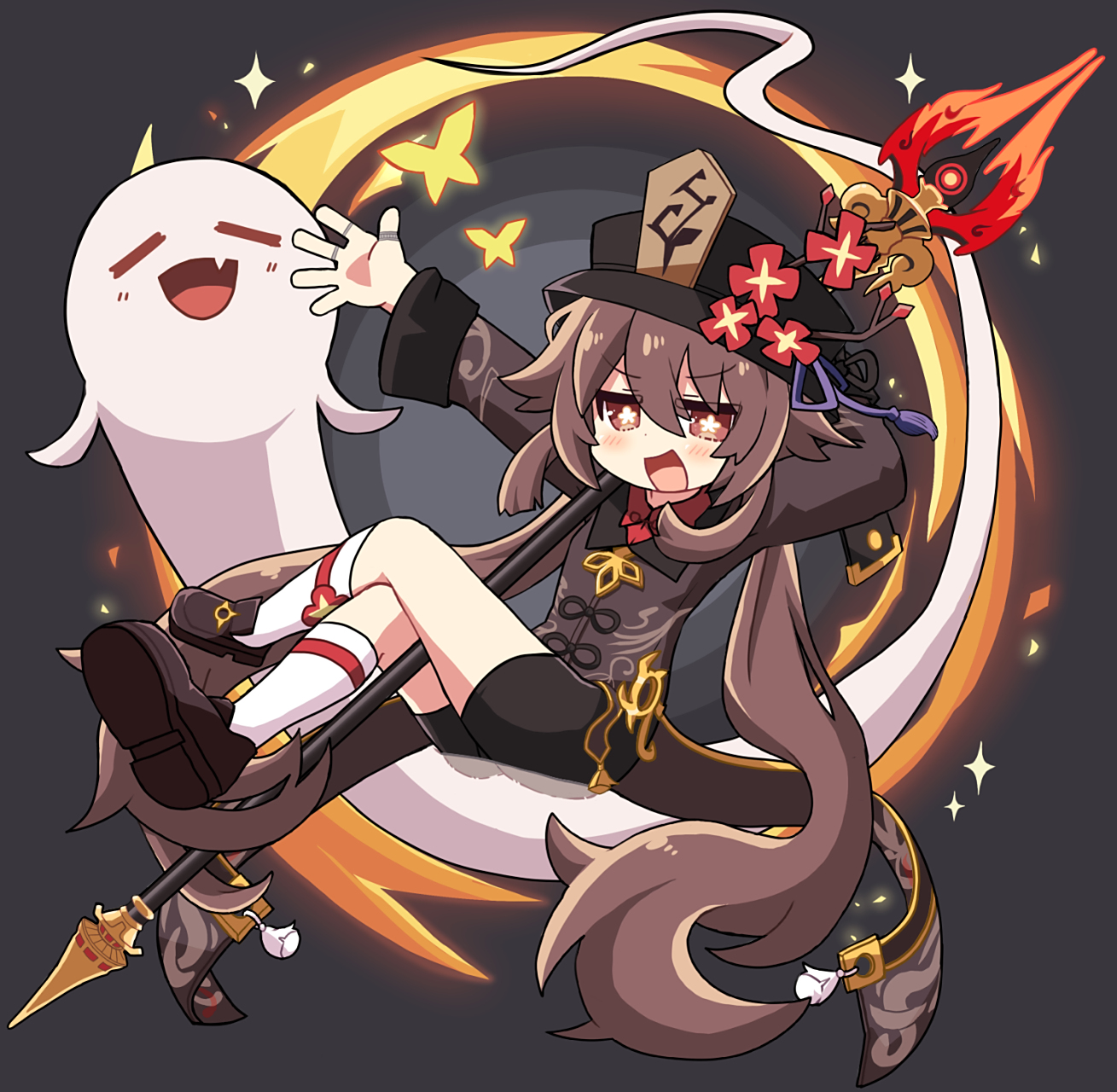 q版的胡桃:"太可爱了吧!"#原神#  来自画师小麦